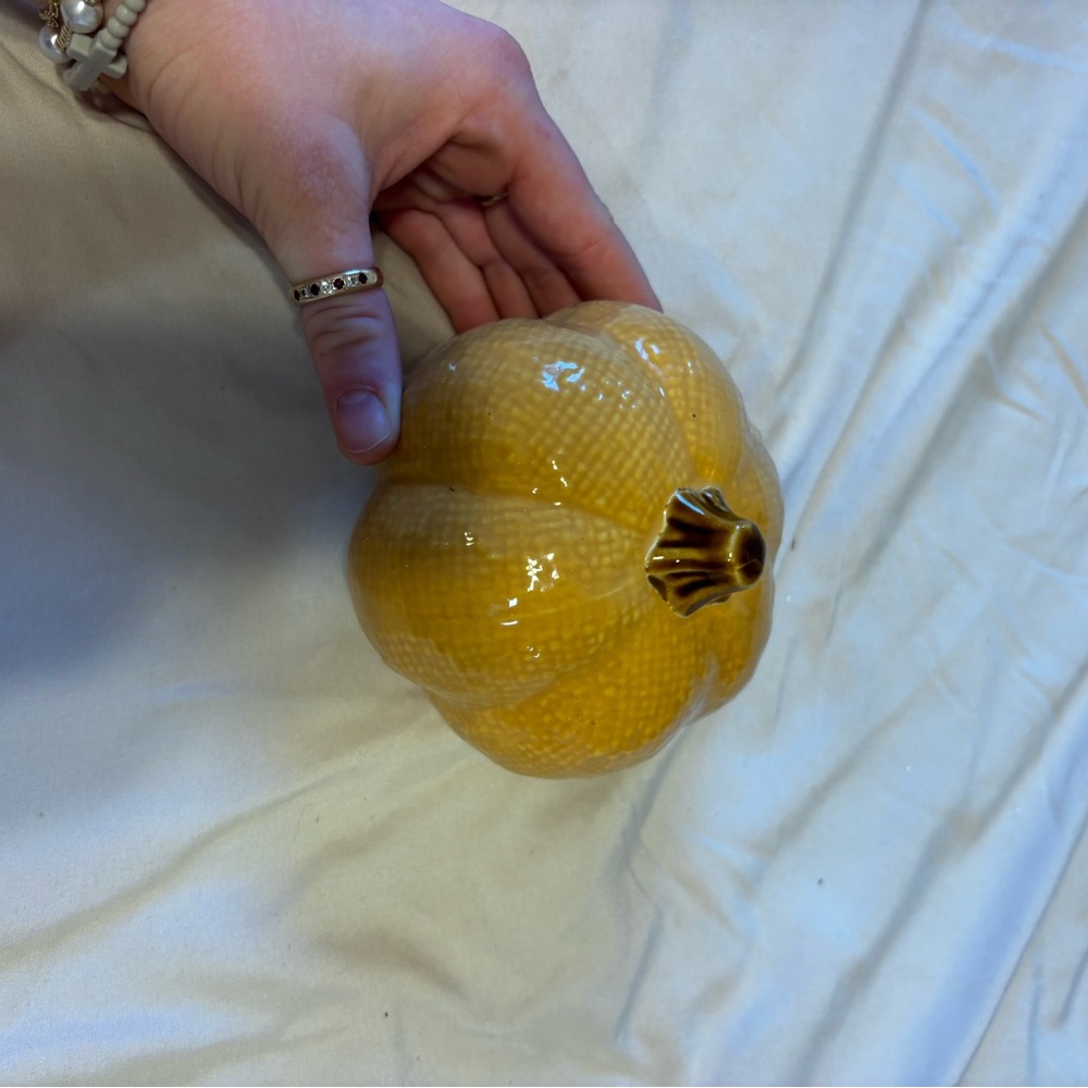 Brand New! Yellow Ceramic Pumpkin Decor